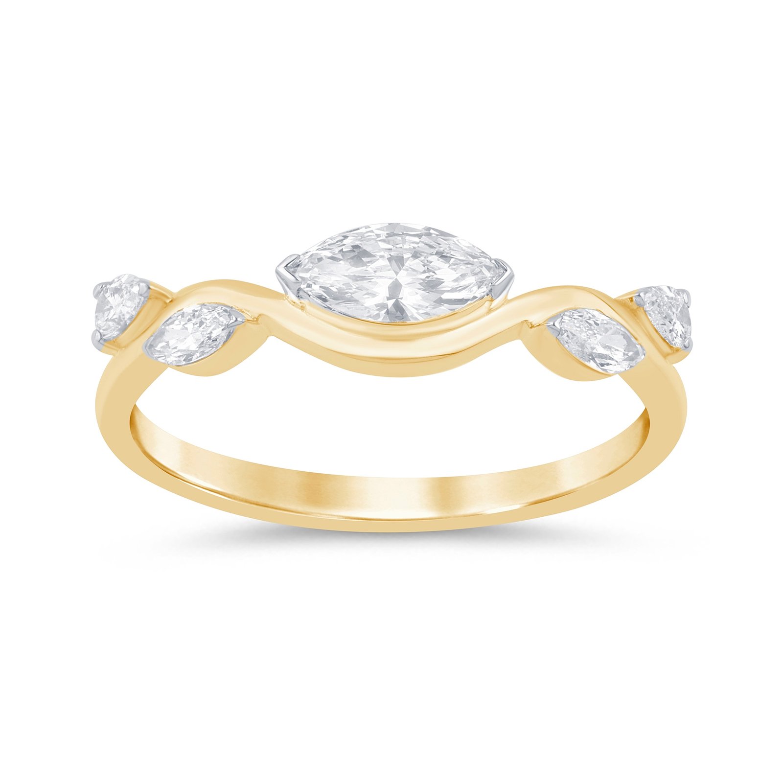 LG - 14K 0.54CT D-BAND LDS MARQ/PER PRONG "CERTIFIED"